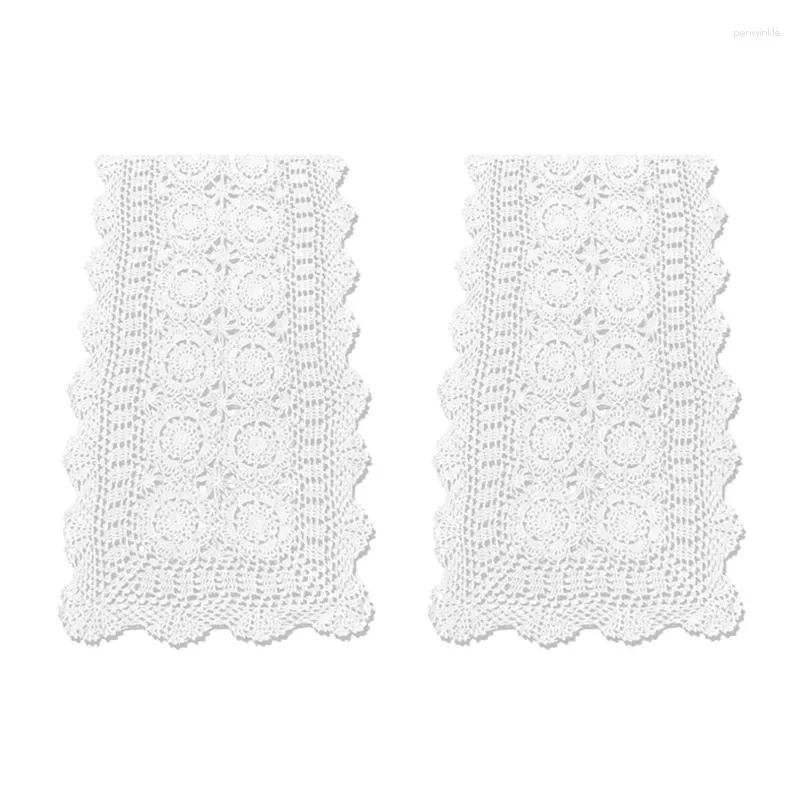 Tableau 2x coton coton fait à la main au crochet en dentelle à la main