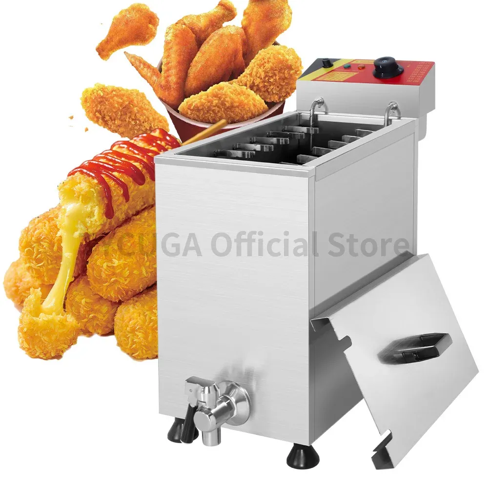 Fryers Commercial Automatic 21L Large Capacity Cheese Hot Dog Sticks Fryer Electric Deep Korean Corn Dog Fryer Machine Snack Machine