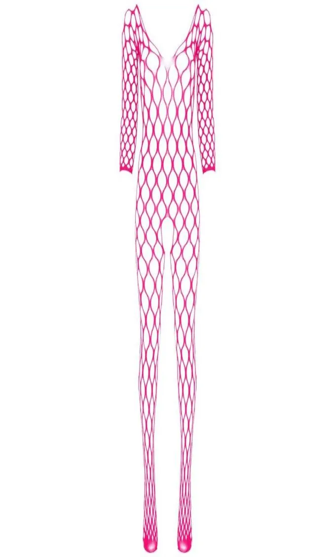 Kadınlar V Boyun Uzun Kollu Kasık Vücuttaşlık Strants Fishnet Bodysuit örgü iç çamaşırı Nightwear Sweetwear8395539