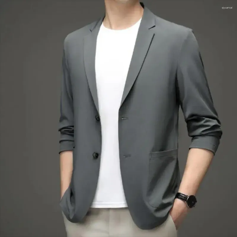 Men's Suits Chic Men Business Jacket Smooth Silky Plus Size Trip Sunscreen Suit Solid Color Groom Coat Garment