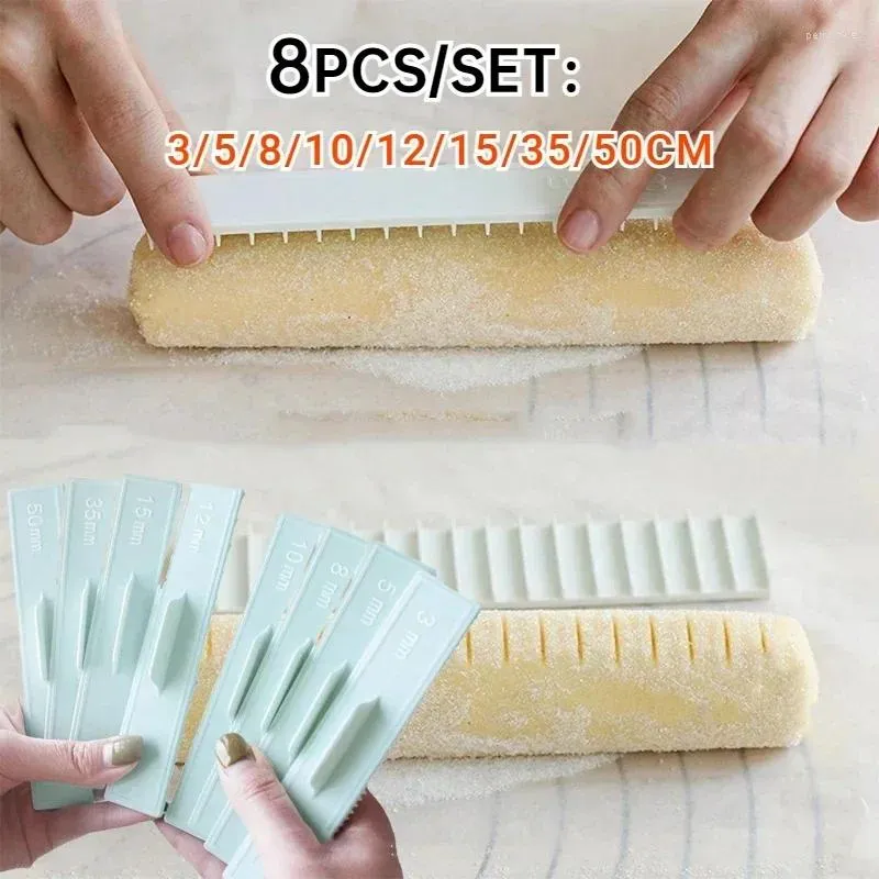 Bakvormen 8pcs Biscuit Ruler Cake Rolling Mold Gradued Scale Cookie Decorate gereedschap deeg en bakkerij accessorie