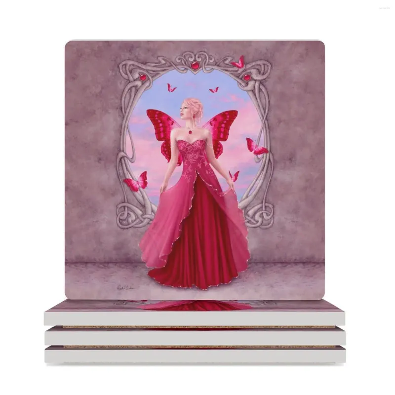 Table Mats Ruby Birthstone Fairy Ceramic Coasters (carré) Black Kawaii Teapot Mat Creative