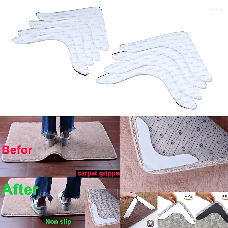 Bath Mats 4/8PCS Anti Slip Rug Pad Curling Adhesive Sticker Corners Edges Gripper Home Bathroom Mat Shower Decor