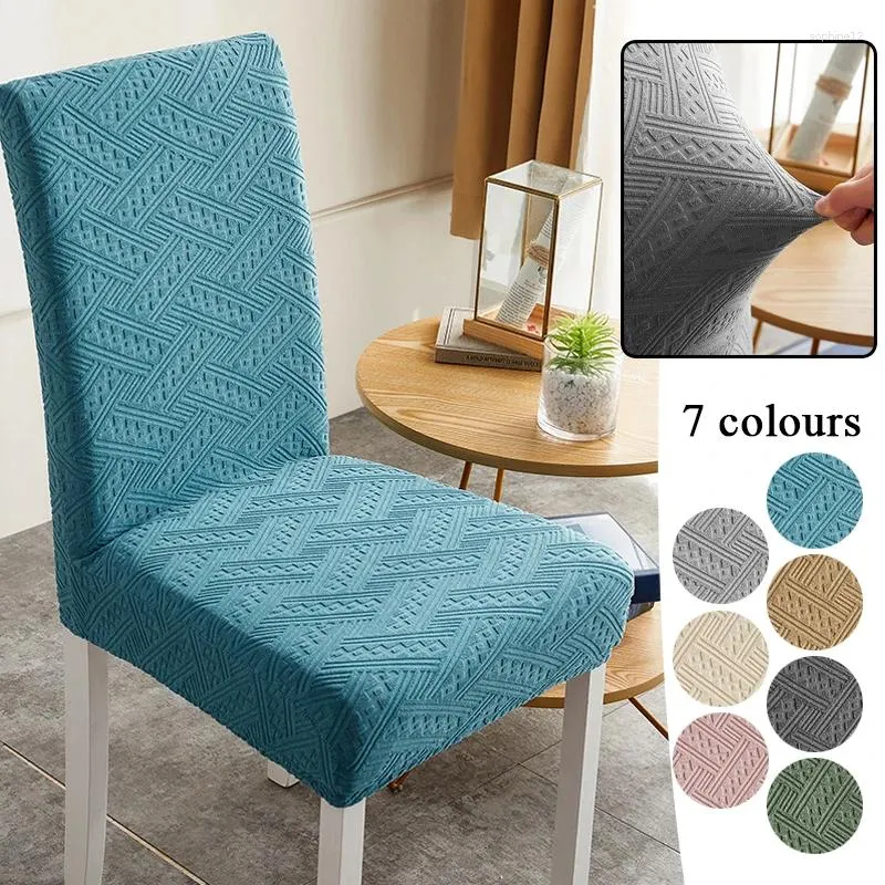 Couvre-chaise Solide Jacquard Stretch Seat Protector for Wedding Dining Room Office Banquet House de Chaise Cover Tool Case