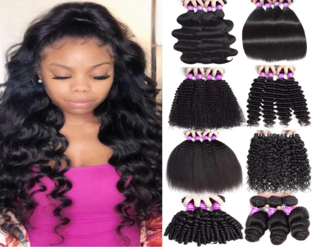 9A Peruvian Virgin Human Hair Bundles 100 Unprocessed Body Wave Deep Wave Kinky Curly Straight Hair Extensions 830 inch Hair Bun512535037