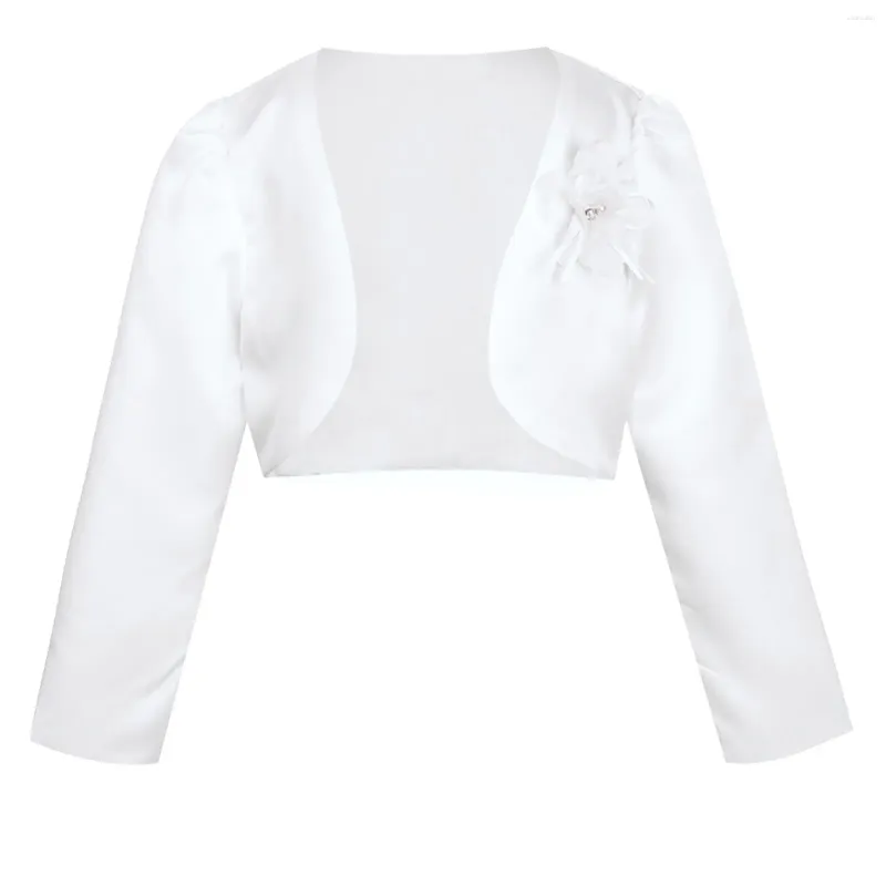 Jackor barn flickor långa ärmar bolero jacka skuldra cardigan brud cape bröllopsmantel sjal rockar spädbarn baby blommaklänningar täcker