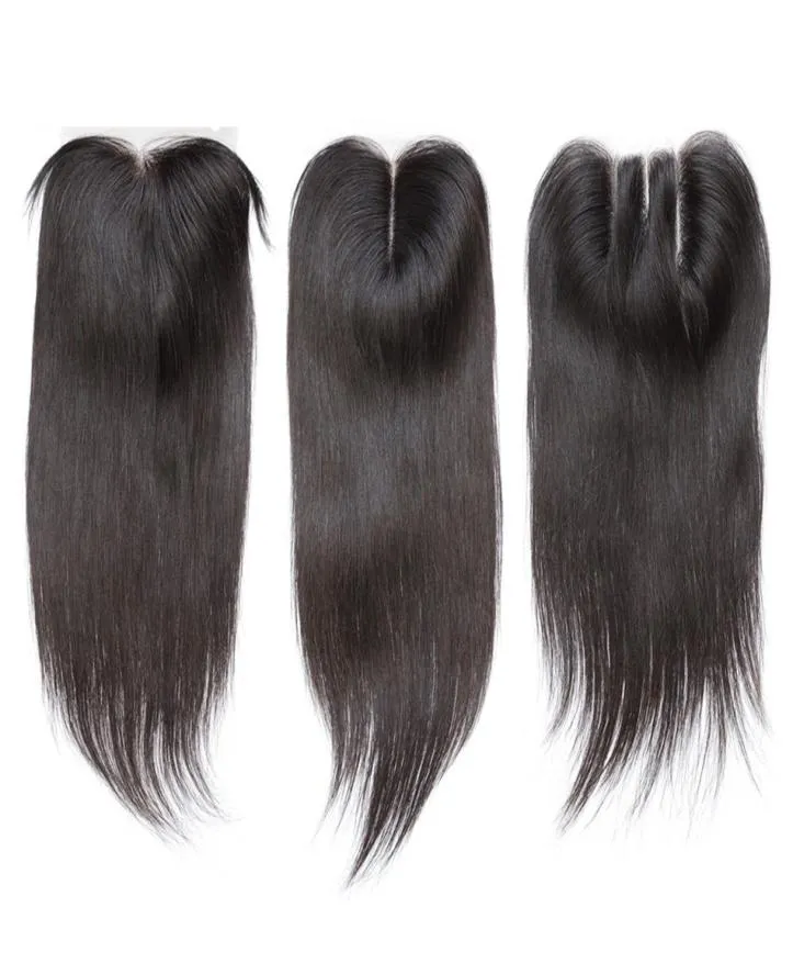 Peruvian Virgin Hair Straight 4x4 Lace Closure Middle part Natural Color Can be Dyed8396572