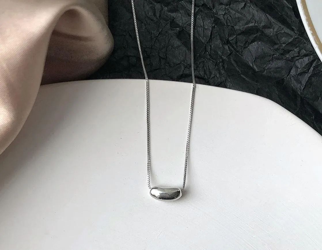 100 Véritable 925 Colliers de chaîne en argent sterling Femmes Collier de cou haricot coréen