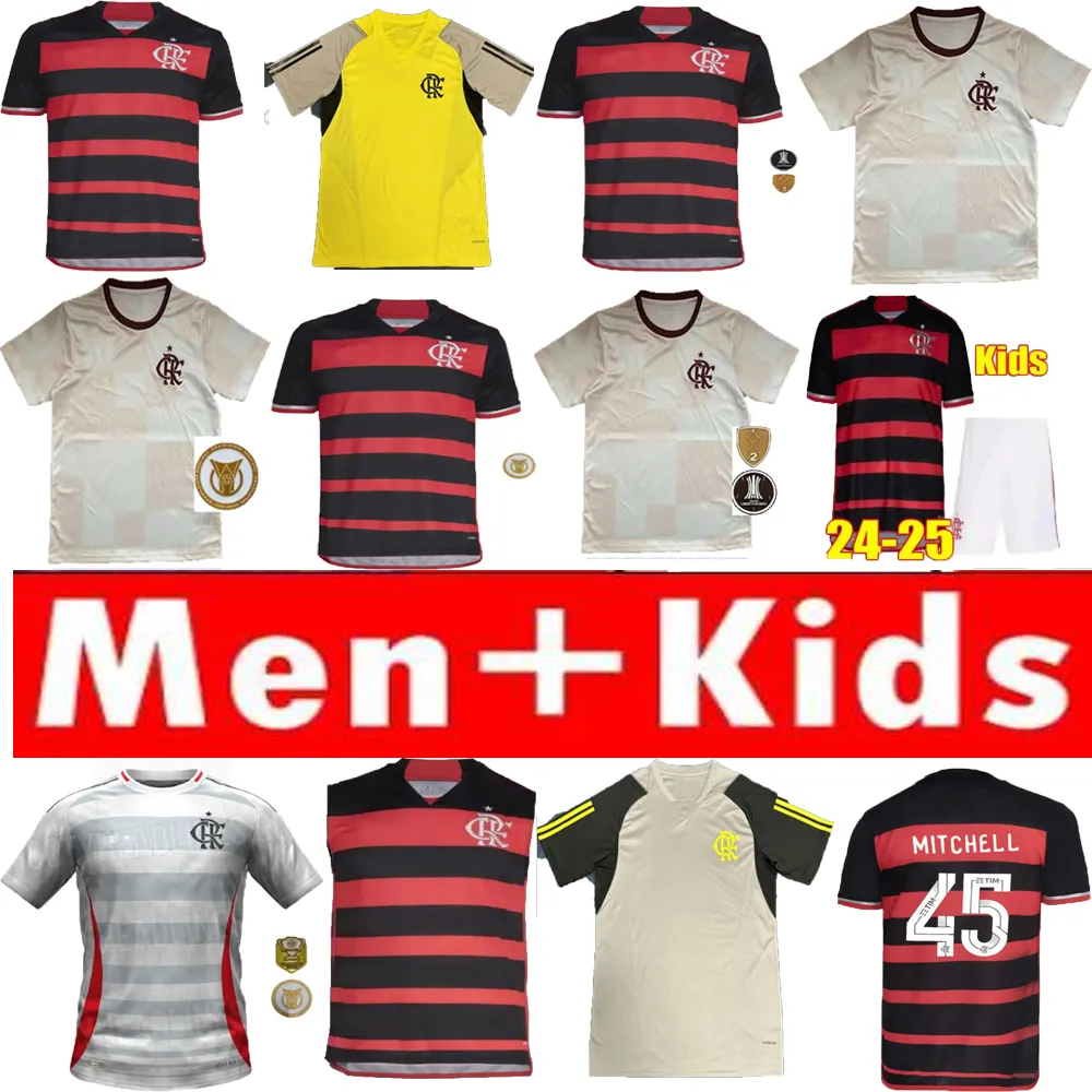 24 25 Jerseys de football de Flamengo 2024 Diego E.Ribeiro Gabriel B. Gabi Pedro Vidal de Arrascaeta Gerson B.Henrique Camisa Mengo Men / Kid Kit Football Shirt