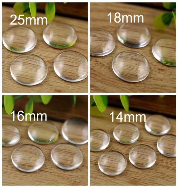 Szklane komponenty biżuterii Cabochon przezroczyste okrągłe kopuły szklane płaskie tylne koraliki DIY Ręcznie robione odkrycia 14 mm 18 mm 25 mm4615378