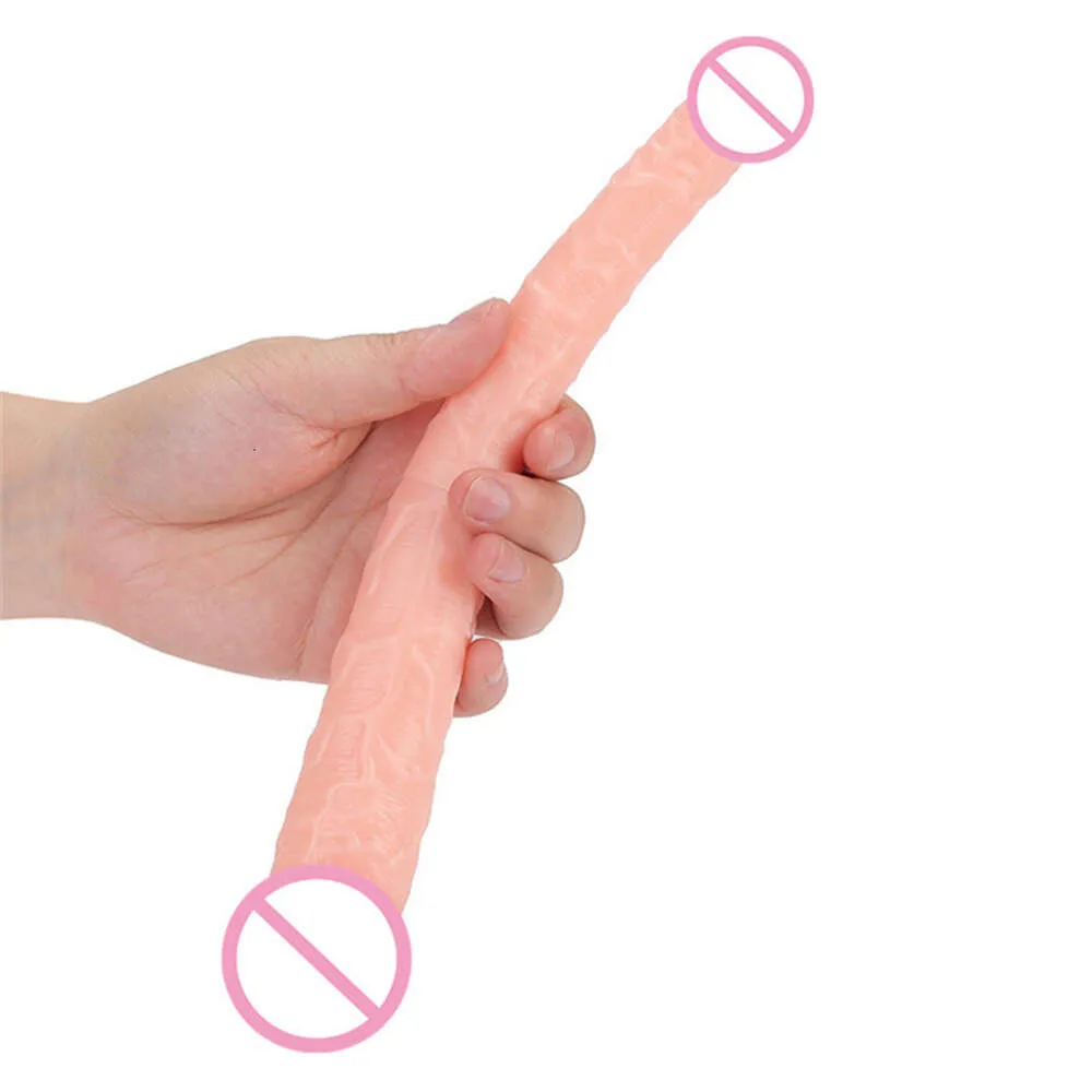 Dubbelhuvud draken penis kvinnlig kuk lesbisk vaginal anal plugg lång realistisk dildo onani stick sexig leksak för kvinnor