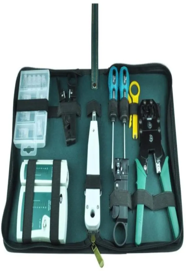 9 PC Professional Network Computer Maintenance Reparation Tool Kit Cross Flat skruvmejsel Crimping -tång etc. T0101536478569061487