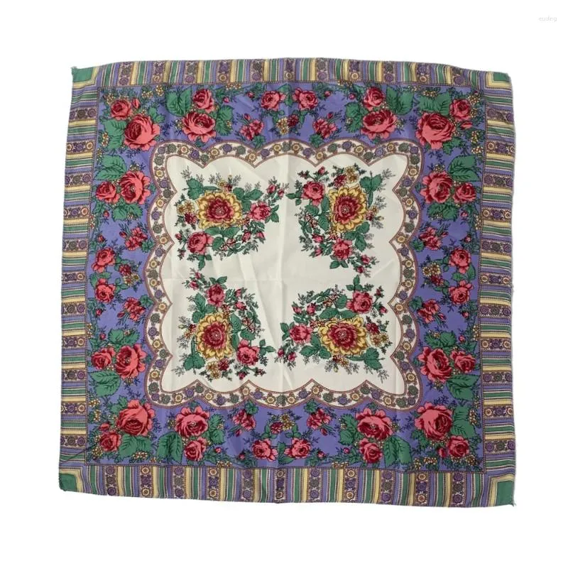 Scarves Retro Floral Print Bandana Headband Babushka Handkerchief Head Wraps 70 70cm Russian National Square Scarf