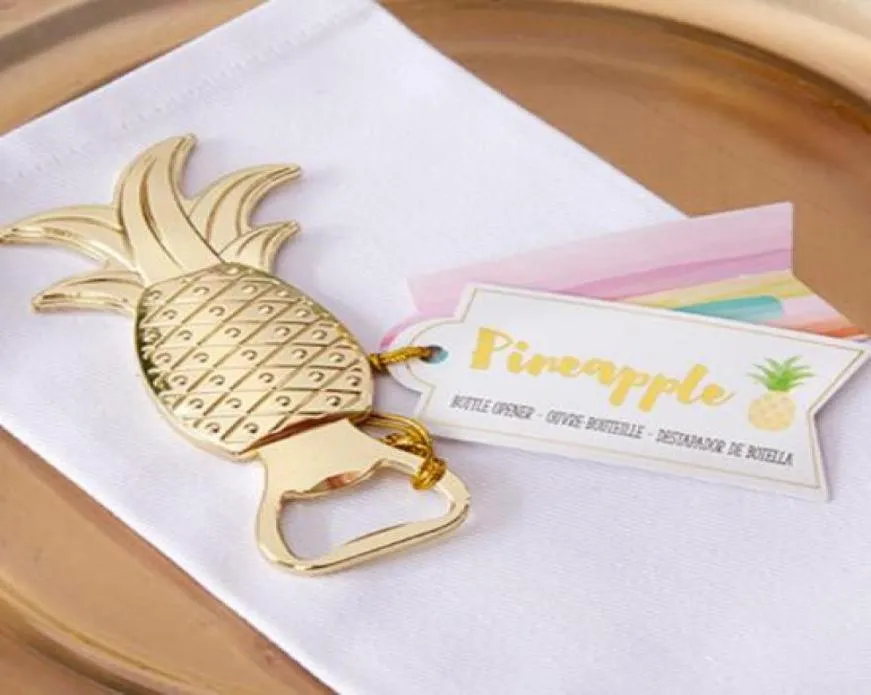 100pcslot Nouveau arrivée de mariage de mariage favorable cadeaux Gold Ananas Bottle Opender Party Favors Gift 7357255