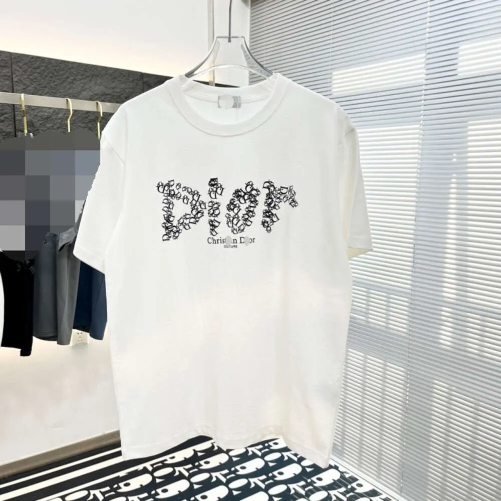 Di Jias korrekta amerikanska modemärke överdimensionerad ren bomulls kortärmad t-shirt för mäns sommar lös casual halva