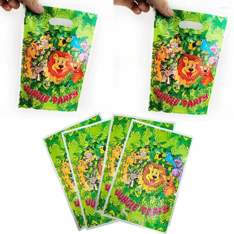 Present Wrap 20st Jungle Safari Party Bags Candy Animal Wild One Birthday Supplies