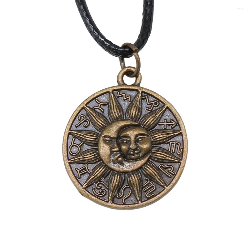 Pendanthalsband 1ston Moon and Sun Zodiac Neck Necklace Jewelry Making Supplies Presentkedjelängd 45 4cm