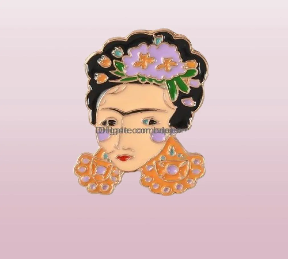 Épingles broches broches bijoux peintre artiste mexicain émail pour femmes décoration métallique broche sac bouton de revers Bdehome otpwm6944528