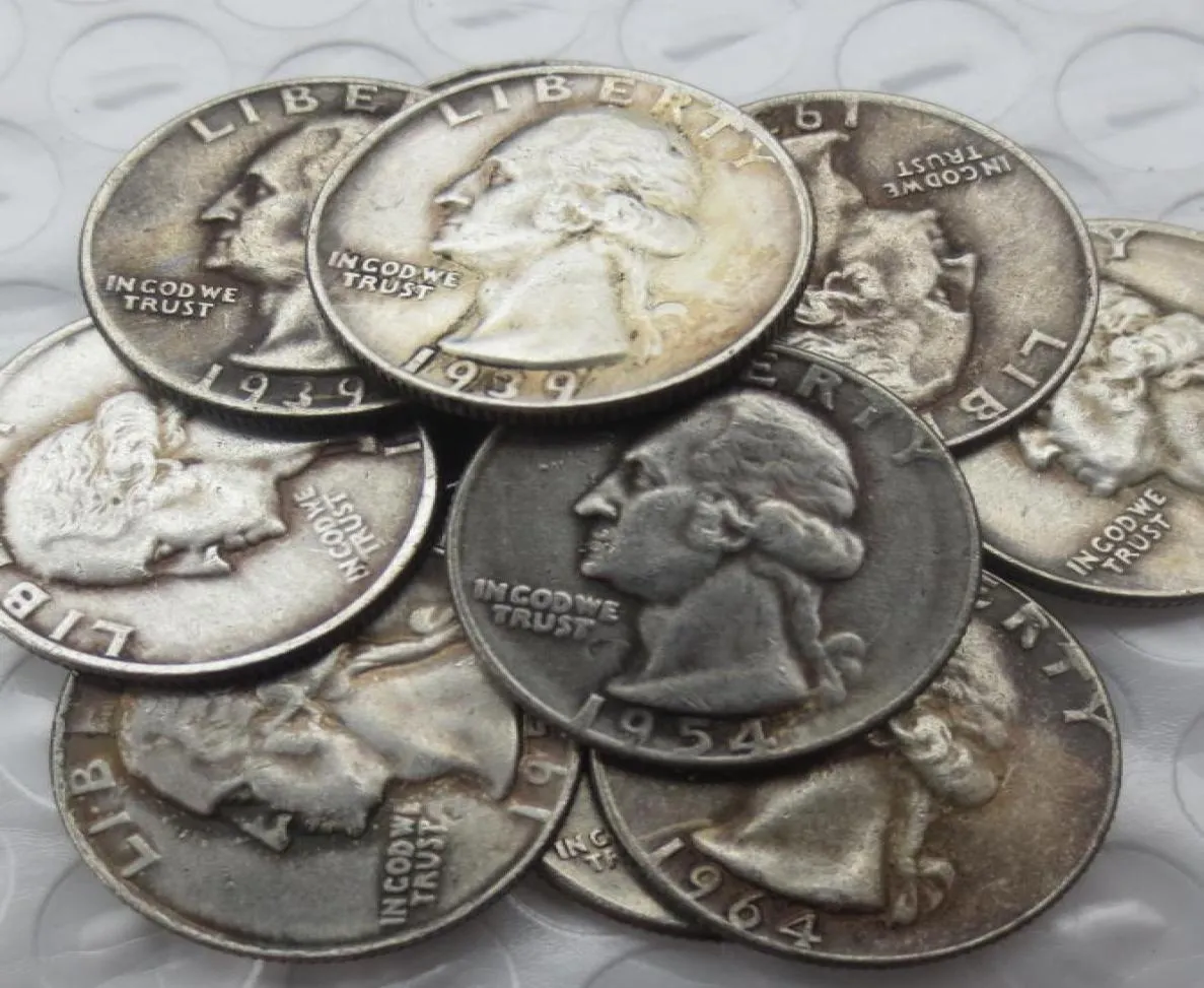 US Coins Un ensemble de 19321964PSD 14pcs Craft Washington Quarter Dollar Copie décorer Coin4589095