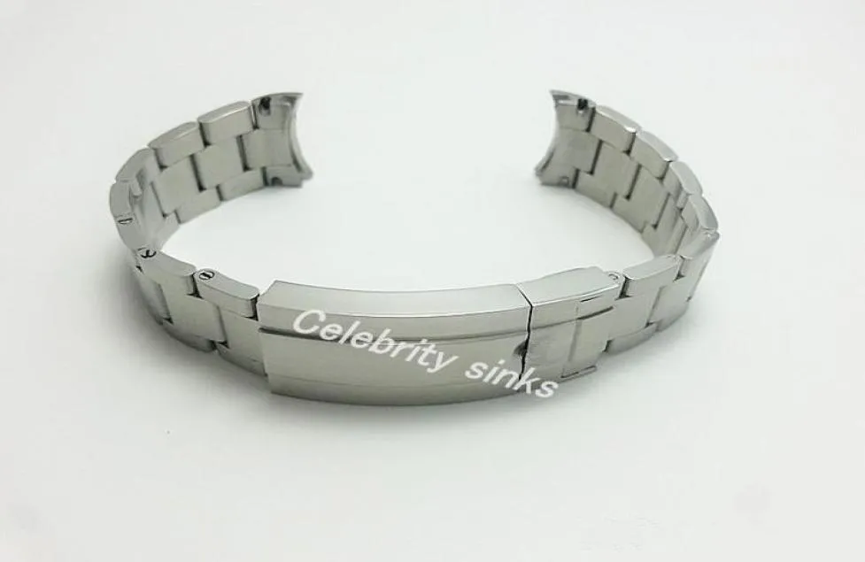 20mm (spänne 16mm) Ny högkvalitativ borstad finish Pure Solid rostfritt stål Watchband Bands Watch Strap Armband för Watch9444093