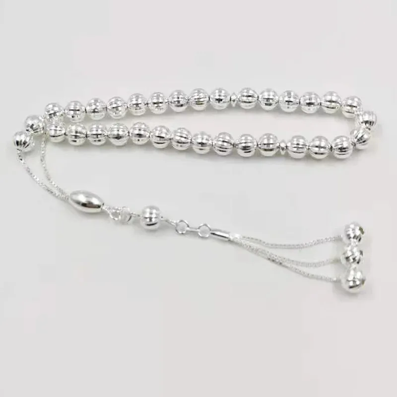 100％Real 925 Sterling Silvers Tasbih Pure Silvers Rosary 33Beads Muslim Bracetes Islamic Ramadan Eid Gift Turky Jewelry240403