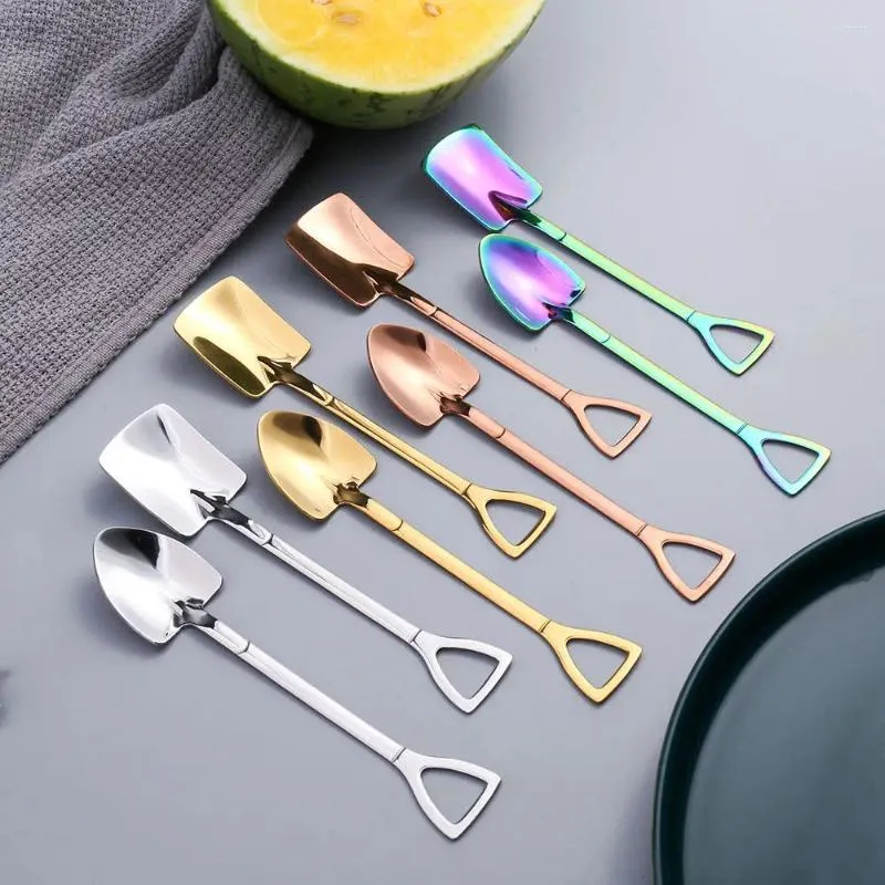 Gumo do kawy 2PC/Set Stal nierdzewna Łopata Kształt Herbata Sugar Spoon Ice Cream Desser łyżeczka dzieci