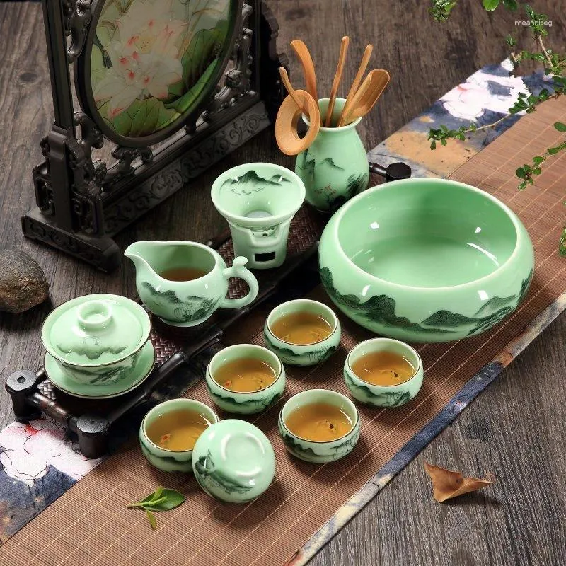 Teaware sets Kungfu theeset Chinese porselein handpilderde Gaiwan Pitcher Cup Bowl Accessoires Chadao compleet in China