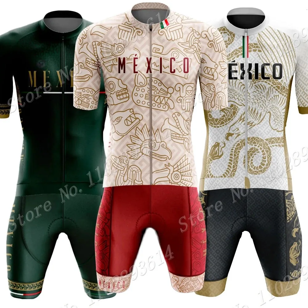 Mexico Cycling Jersey 2024 National Team Set Summer Mexican Green Clothing Road Bike Shirts Suit Bicycle Bib Shorts MTB Ropa 240407