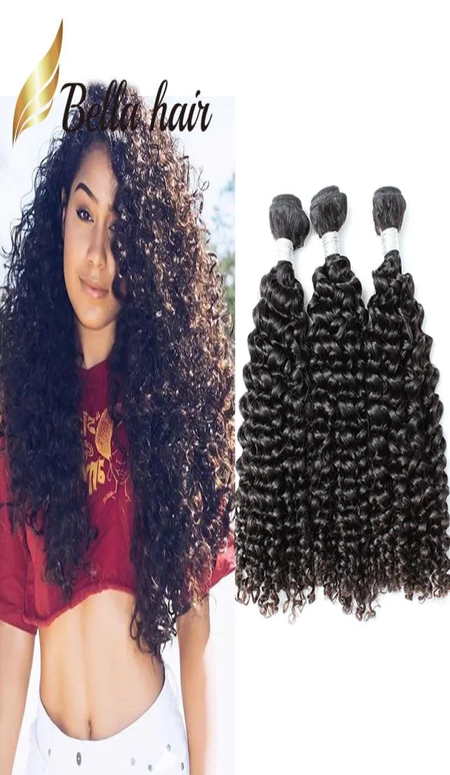 100グレード11Aブラジルの髪の横糸自然色拡張3pcslot curly bundles julienchina bellahair6397647
