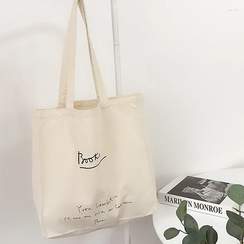 Bag Women Canvas Shopping Letter Printed School Ladies Shoulder Eco Tote For Girls Trend Female Handbag