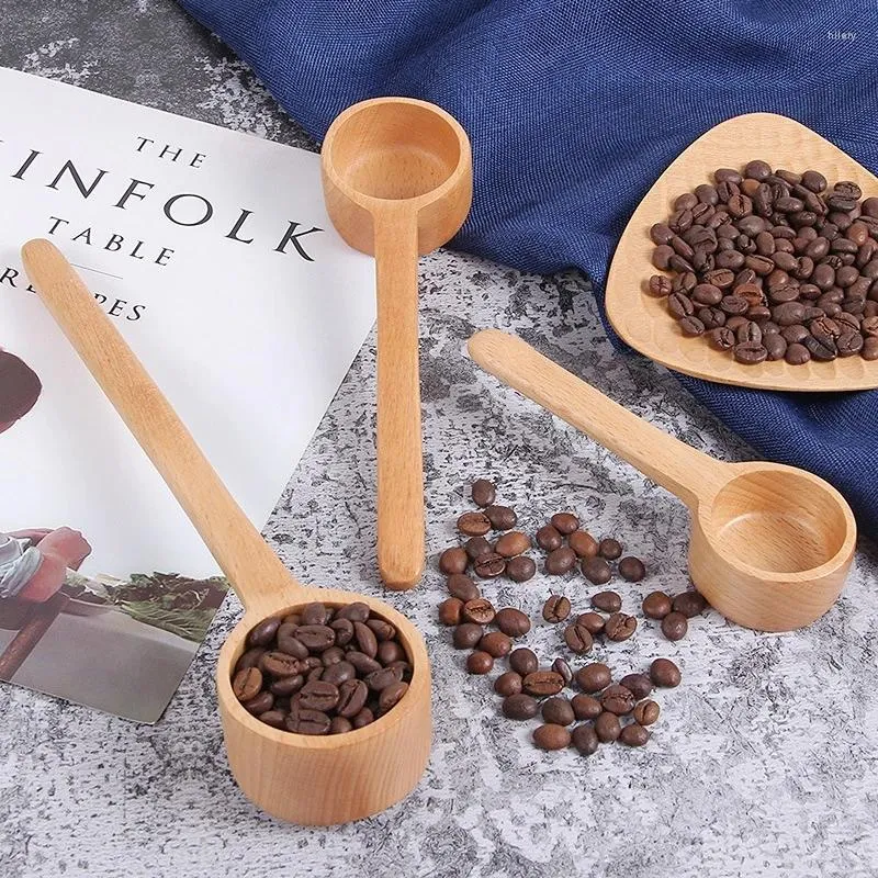 Coffee Scoops Natural Wooden cuillère poudre de haricot créatif à mesurer les accessoires de cuisine