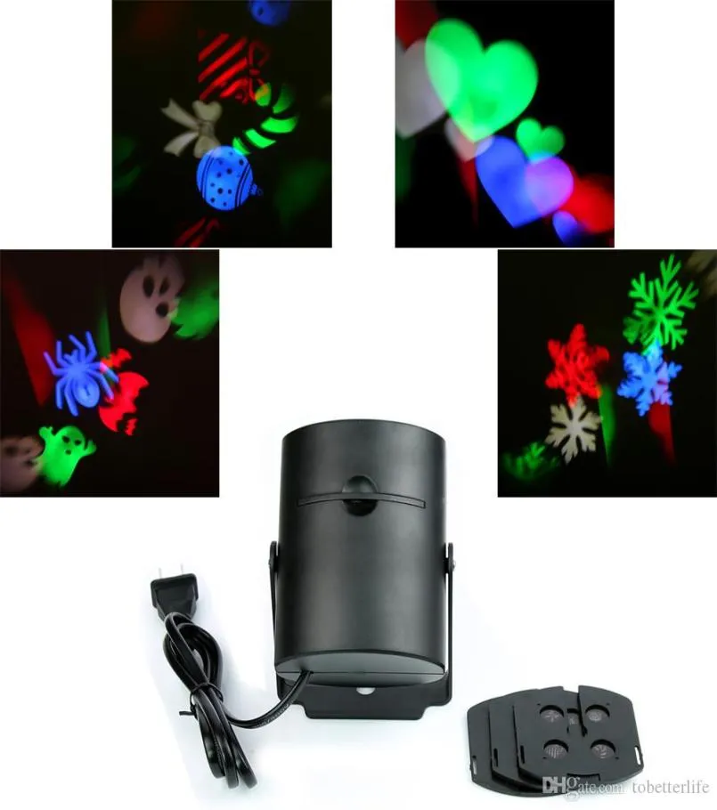 LED efektleri kapalı çok renkli lazer ışığı hareketli rgb 4 kart ile geçilebilir desen Noel Cadılar Bayramı Partisi3396283