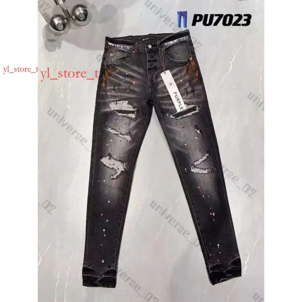 Mens Purple Jeans Designer Jeans Fashion Distressed Ripped Bikers Womens Super High Quality Denim Cargo for Men Black Pants 228 5
