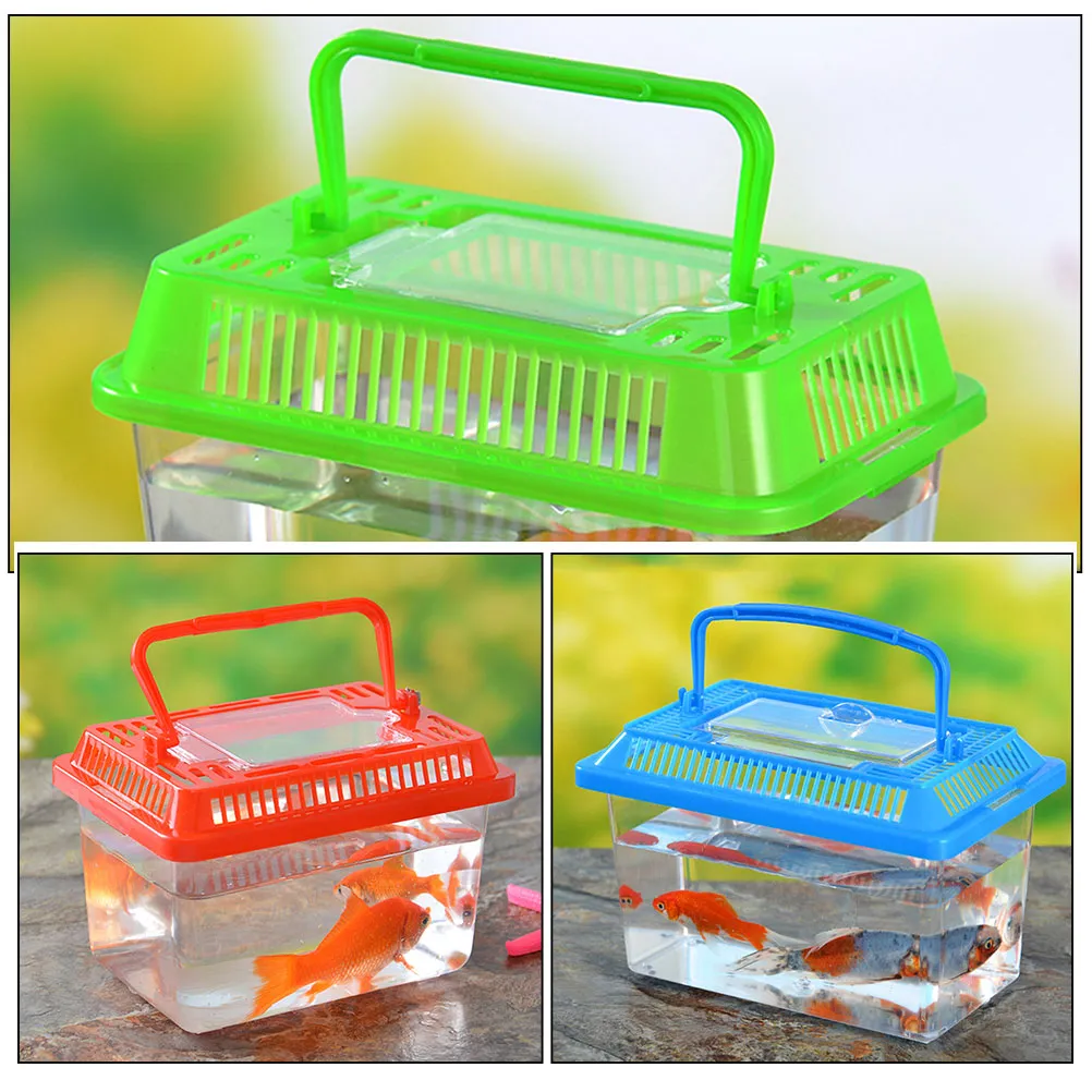 5pcs Mixed Color Plastic Turtle Tanks – Small Handheld Aquarium For Fish, Reptile Feeding Box, Habitat