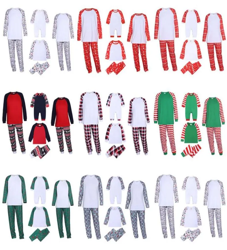 Family Kid Christmas Pyjamas Set pour fille garçon enfants adultes vêtements de maison vierge pyjama maison bricolage Stripe Imprime