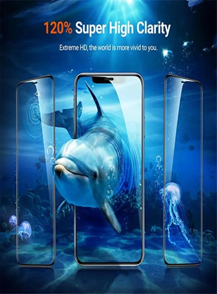 Protekcje telefonów komórkowych Pełne klej Temperowane szkło 3D 9H Cover Eksplozja Eksplozja Ekrany Protektor Film dla iPhone'a 12 Mini 11 Pro1217723