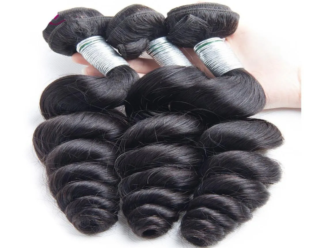 9A Brasiliana Wave sciolte Vergine Capelli 3 fasci Extensions umani rimbalzanti Curl2255669