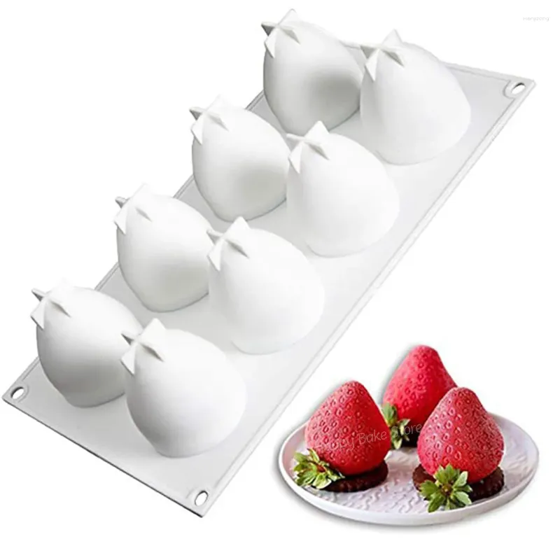 Backformen 8-Cavity-Erdbeer-Mousse-Form 3d Fruchtkuchenform hausgemachter Bösewicht Muffin Fondant Dessert Dekorationsschale