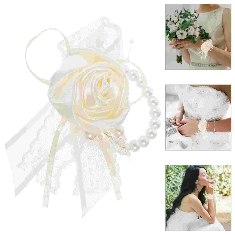 Fiori decorativi per matrimoni Flori Floro Artificiale Corta artificiale Catane bracciale a mano Bracciale Bride Bride Discors Tape