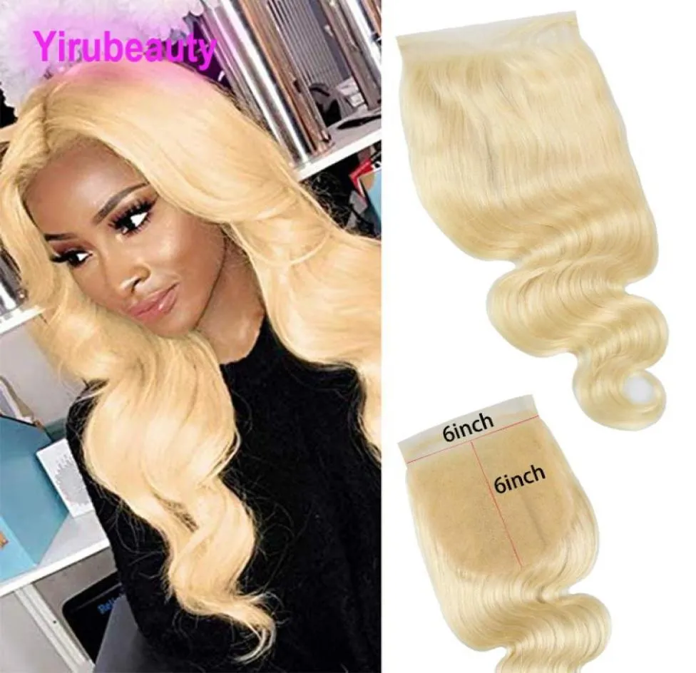 Malaysian Virgin Hair Body Wave Six par six CLOSIRES TOP 66 CLOSE DE LACE CHEILS HUMAIN 613 Couleur blonde 1226NCH8555499