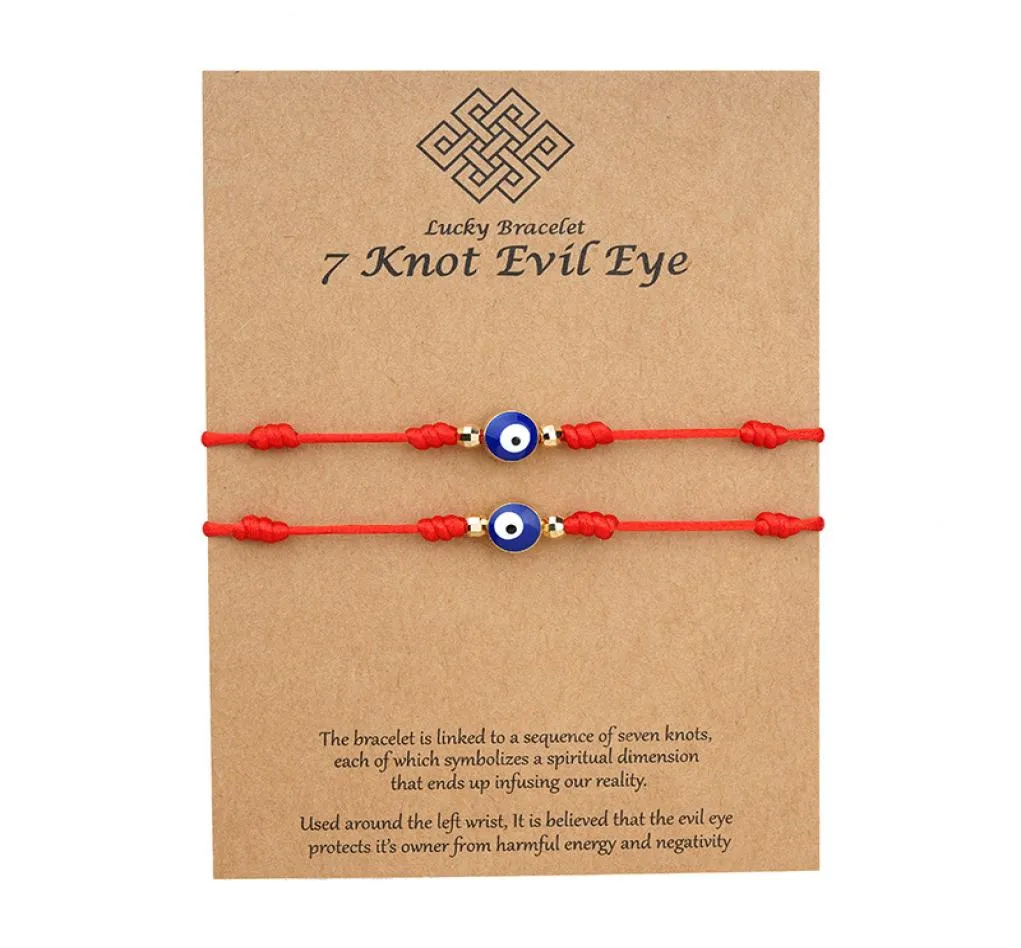 7 knopen blauw kwaad bracelet papierkaart