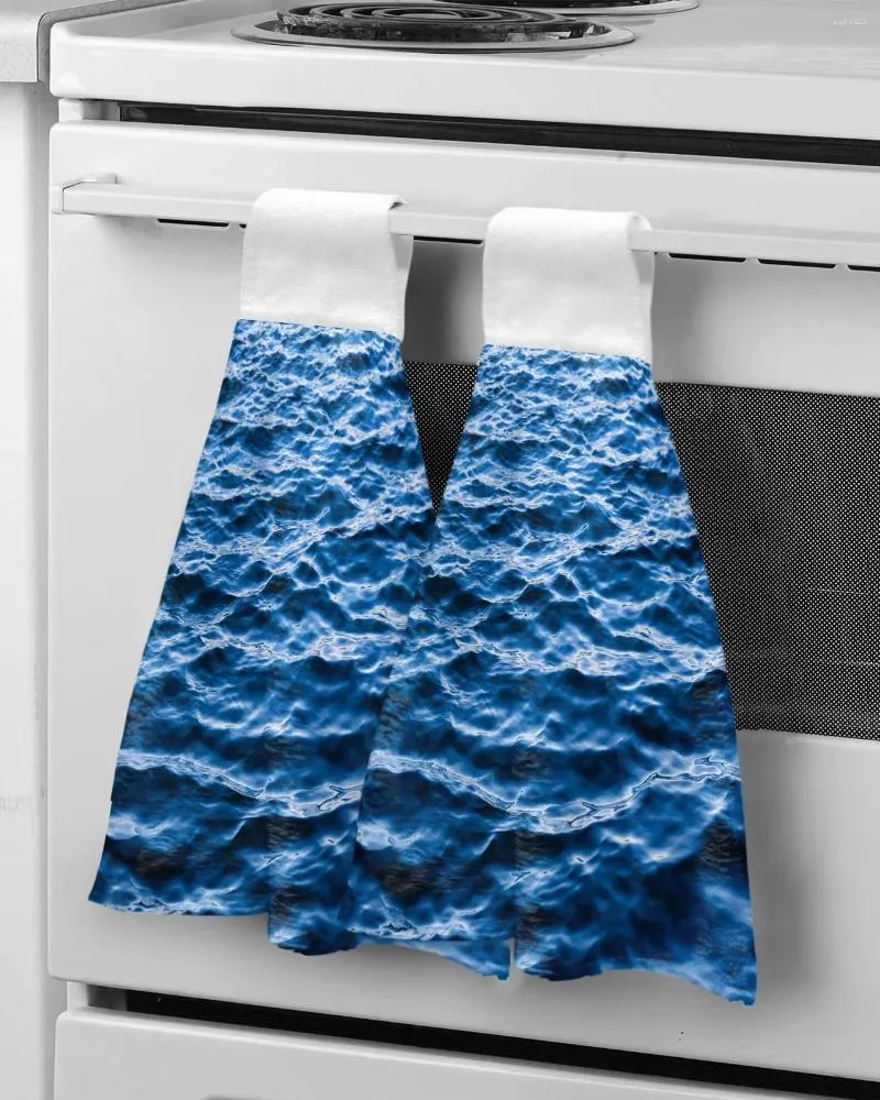 Towel Blue Sea Water Wave Landscape Hand Household Absorbent Kitchen Lazy Rag Wipe Microfiber