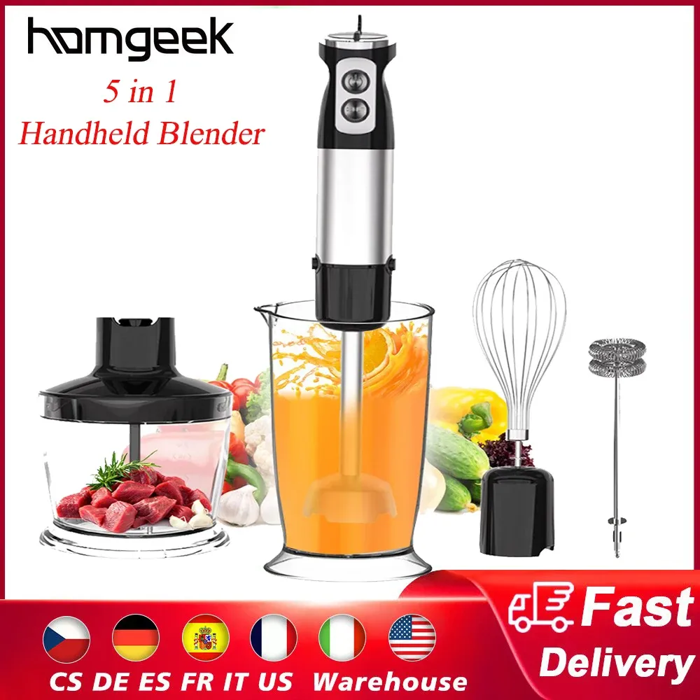 Blender Homgeek Electric Hand Blender Portable 1000W 6Speeds 4in1 IMMERSION BLENDER ACIER SECTIVE CRAS CRUS MACHINE MACHINE DE MACHE