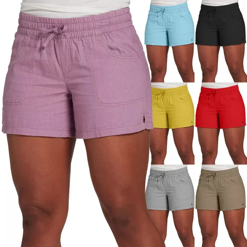 Femmes Fashion Cuffle Colomb Color Elastic Taist Sports Shorts courts courts 240403