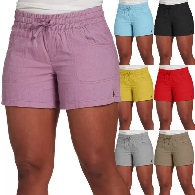 Kvinnor Fashion Casual Solid Color Elastic Midje Split Shorts Short Pants 240403