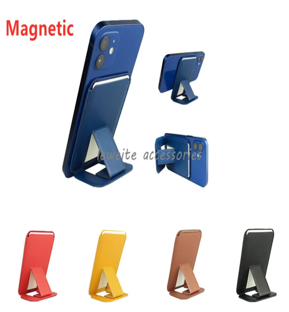 Skórzana obudowa magnetyczna Uchwyt karty kredytowej Stojak na telefon komórkowy dla Apple Magsafe z kickstand iPhone 13 Pro Max13 Pro13 iPhone 13393988