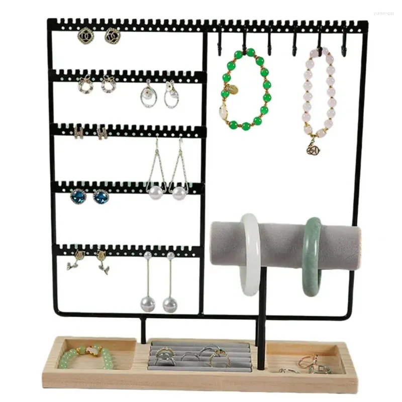 Sieradenzakken opslagrek grote capaciteit display stand afneembare houten houder armband ketting horloge oorbellen organisator