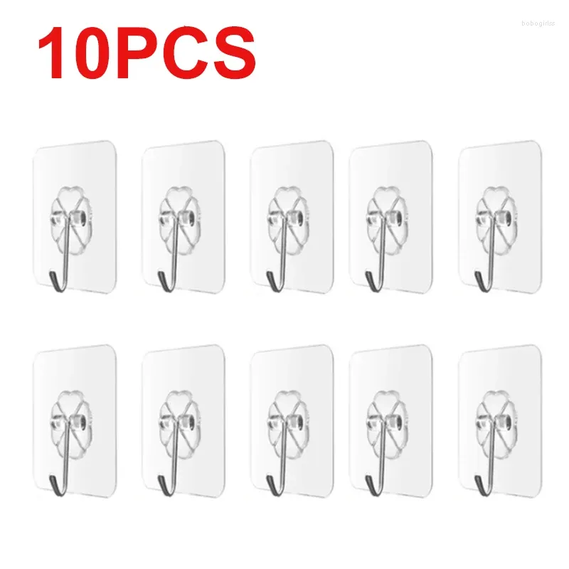 Hooks 10Pcs 6x6cm Transparent Strong Load Home Kitchen Wall Rack Cup Sucker Self Adhesive Door Hangers Punch-Free Universal Hook