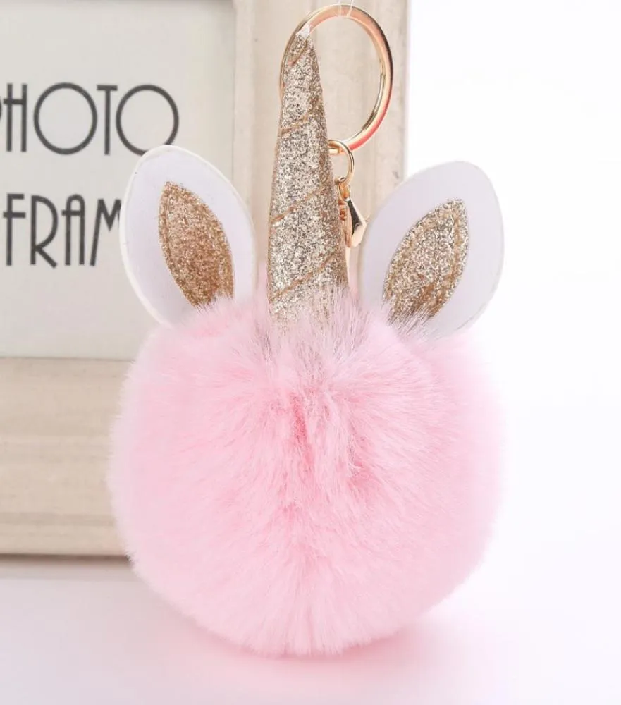 unicorn pom keychain pompoms pompoms faux rabbit fur ball pompom سلسلة مفتاحية حقيبة سيارة مفاتيح porte clef حامل Fluffy8386842