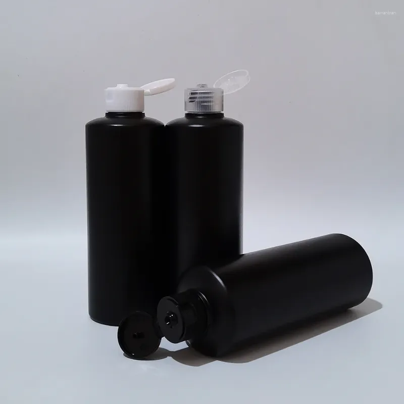 Opslagflessen 20 stks 300 ml empry flip top cap zwart hdpe voor shampoo douchegel vloeibare zeep plastic container cosmetische verpakking
